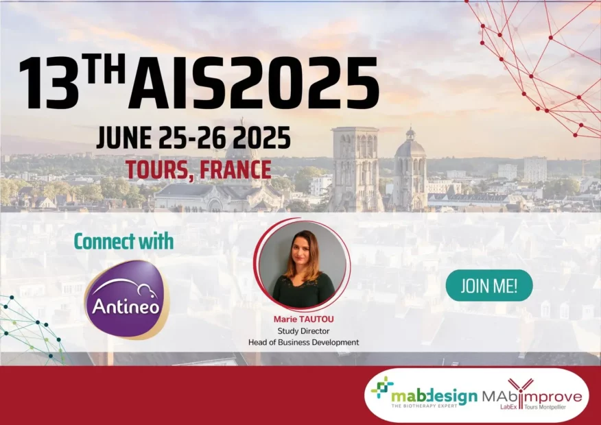 Notre Directrice des études scientifiques Marie Tautou sera au congrès Antibody Industrial Symposium (AIS), les 25 & 26 juin à Tours