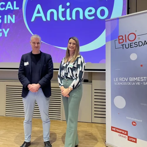 Notre Directrice d'études, Marie Tautou et notre CEO, Renaud Marin-Sidgwick, sont ravies de représenter Antineo et de vous présenter nos services lors du BioTuesdays